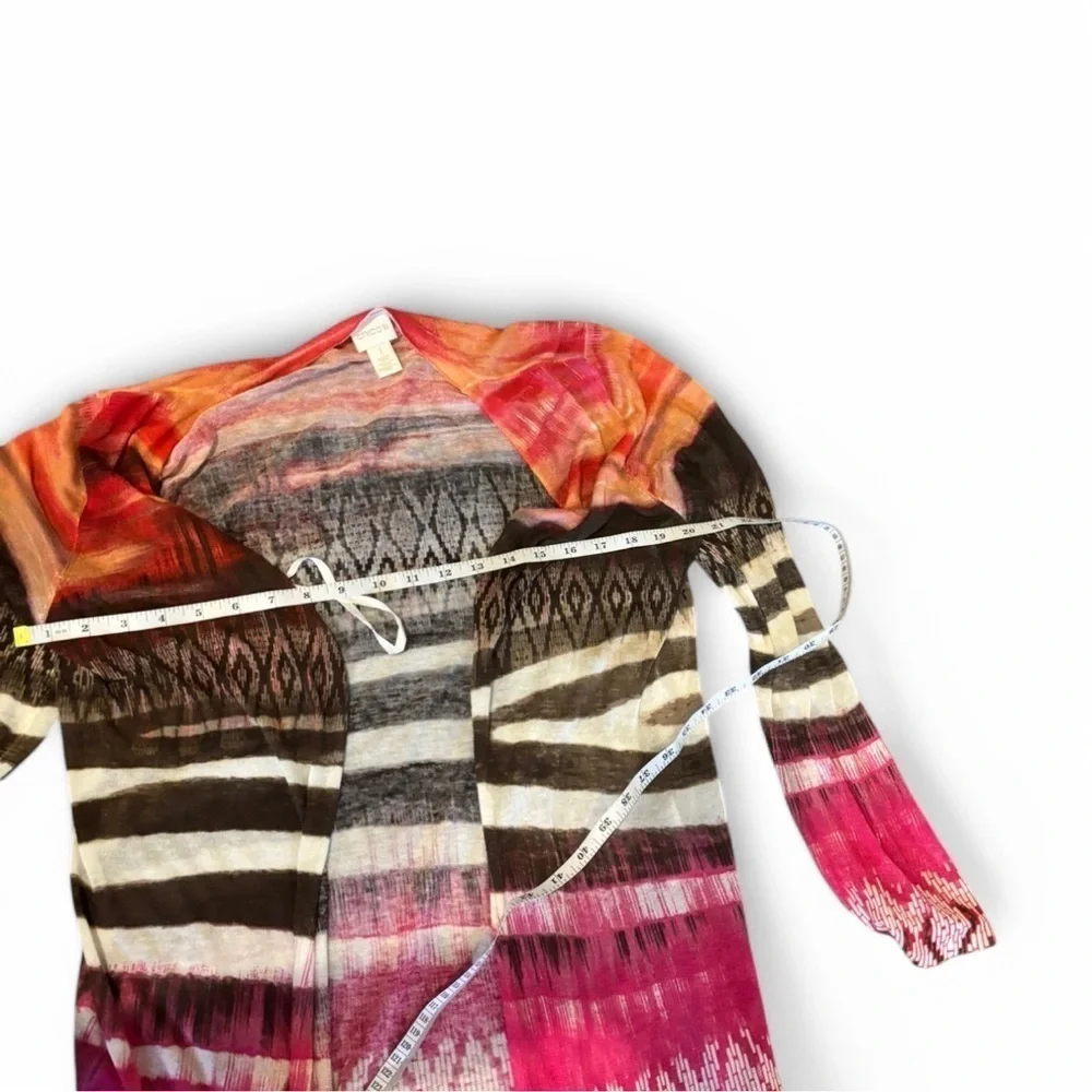 Chico’s Multicolor Striped Duster Cardigan  Boho Long Open Front Lightweight